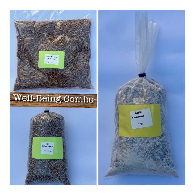 Well-Being Combo (2lbs Garlic Limestone / 1lbs Help / 12oz Mealworms)
